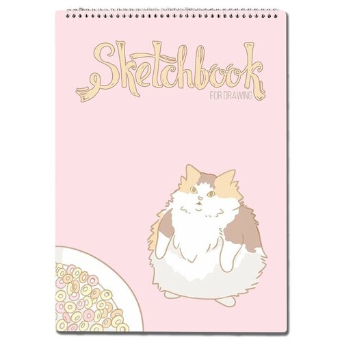 Скетчбук А3 50 листов Блокнот для рисования мемы коты толстый кот кот с хлопями loop cat милота - 1024
