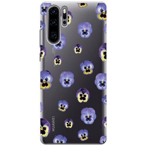 силиконовый чехол на huawei p30 pro хуавей п30 про с принтом розовые фиалки Силиконовый чехол с принтом Pansies для Huawei P30 Pro / Хуавей П30 Про