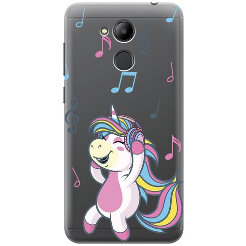 Силиконовый чехол с принтом Musical Unicorn для Honor 6C Pro / Хонор 6С Про силиконовый чехол на honor 6c pro хонор 6с про горящие карты