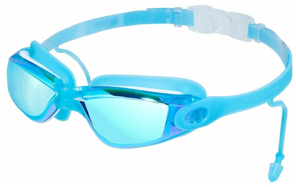 Очки для плавания Atemi, силикон, с берушами (голуб.), N8801