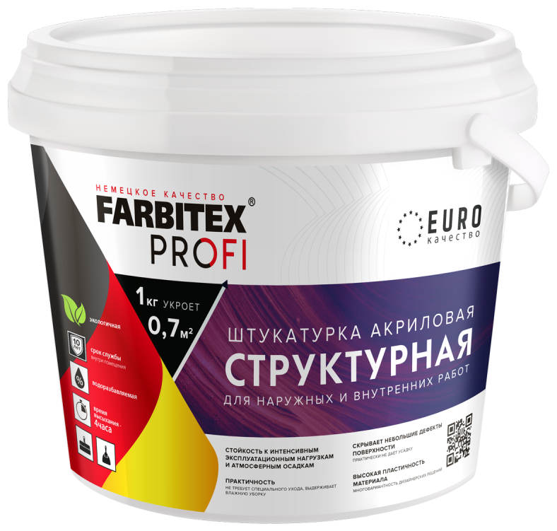 Декоративное покрытие Farbitex PROFI структурная, белый, 25 кг