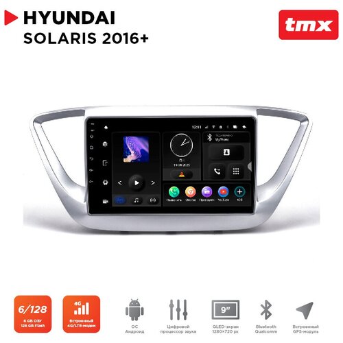 Автомагнитола Hyundai Solaris 16+ (MAXIMUM Incar TMX2-2402-6) Android 10 / 2000x1200, Bluetooth, wi-fi, 4G LTE, DSP, 6-128Gb, размер экрана 9,5