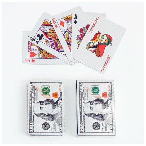 карты игральные пластиковые 100 долларов 55 шт 9 х 6 см Карты игральные пластиковые '100 ', 55 шт, 9 х 6 см