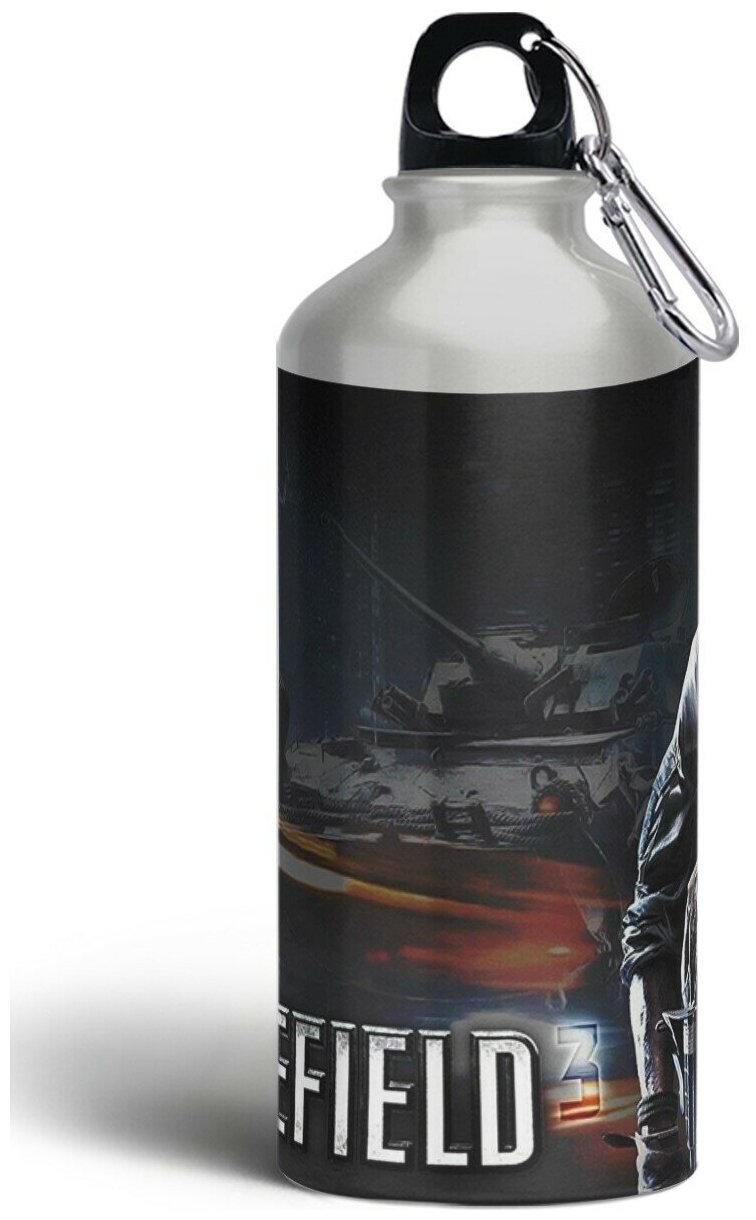 Бутылка спортивная,туристическая фляга, 500мл с карабином Battlefield 3-4