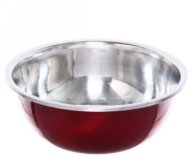 фото Миска металлическая 23 см 2000 мл красная