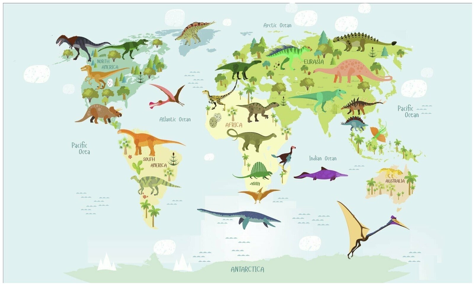 Карта мира во времена динозавров