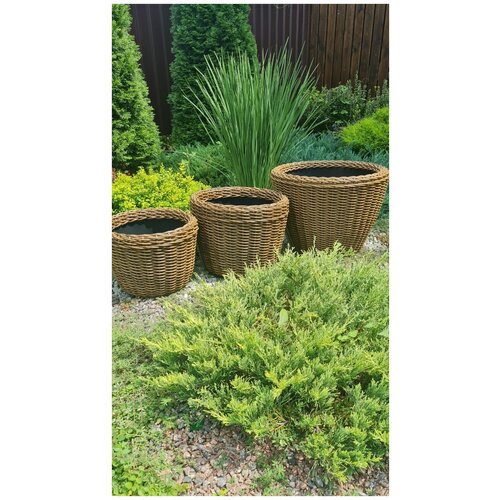 Комплект кашпо CALAMUSDON, плетеных из искусственного ротанга 