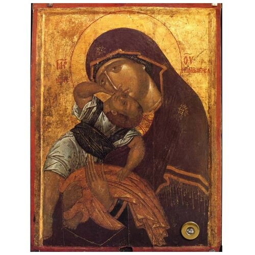 Взыграние Младенца (Пелагонитисса, XIV в.). Икона Божией Матери с мощевиком.