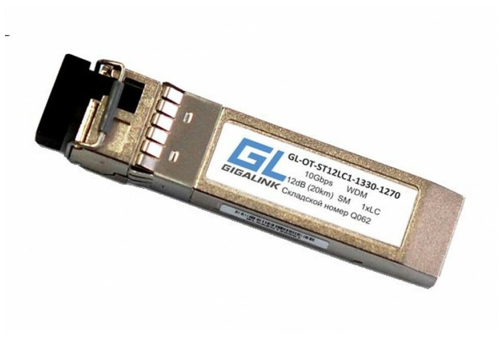 GIGALINK Модуль SFP+ 10G, WDM, одно волокно, Tx:1330/Rx:1270 нм, 12 дБ GL-OT-ST12LC1-1330-1270