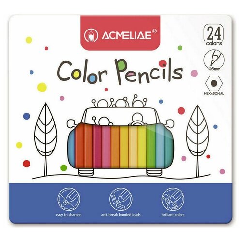 фото Цветные карандаши для рисования acmeliae color pencils, 24 цвета