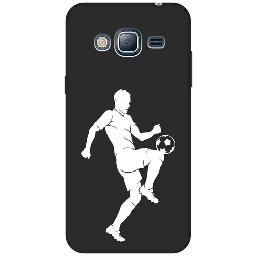 Матовый чехол Football W для Samsung Galaxy J3 (2016) / Самсунг Джей 3 2016 с 3D эффектом черный матовый чехол volleyball для samsung galaxy j3 2016 самсунг джей 3 2016 с эффектом блика черный