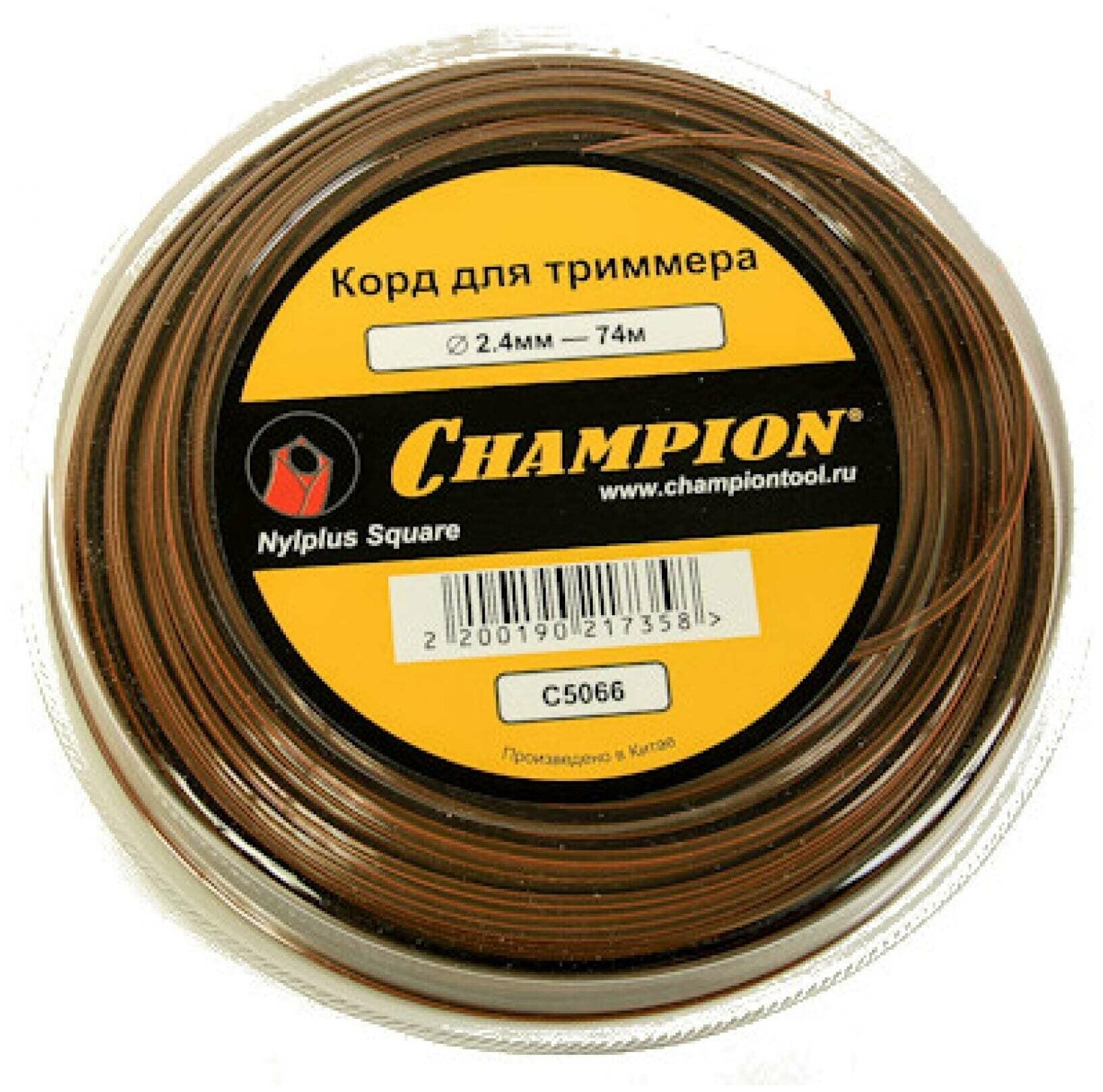 Корд триммерный Nylplus Square 2.4 мм х 74 м Champion C5066 - фотография № 1