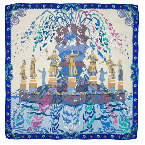 фото Платок "фонтан дружбы народов" 120х120см шелк gourji