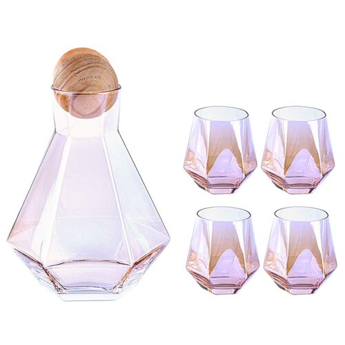 Набор 5 в 1, декантер 1,3 л., 4 стакана, цвет разноцветный, 24,5х17,5х40,5 см, Marma MM-GRAF-14