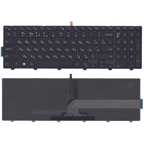 Клавиатура для ноутбука Dell Inspiron 15-3000 15-5000 5547 5521 5542 черная с подсветкой петли для ноутбука dell inspiron 15u 3558 3551 3552 3559 3567 p n 433 0dr03 20xx 433 0dr04 20xx без тачскрина