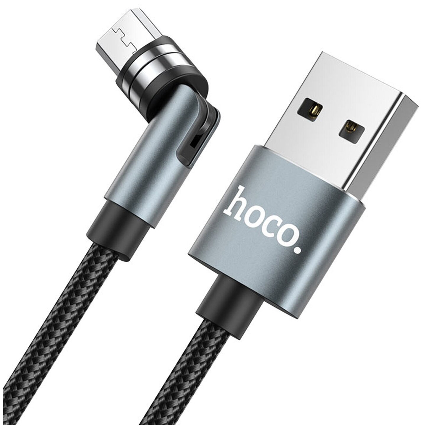 Кабель для зарядки Micro USB HOCO U94 магнитный вращающийся 2.4A 1.2m черный