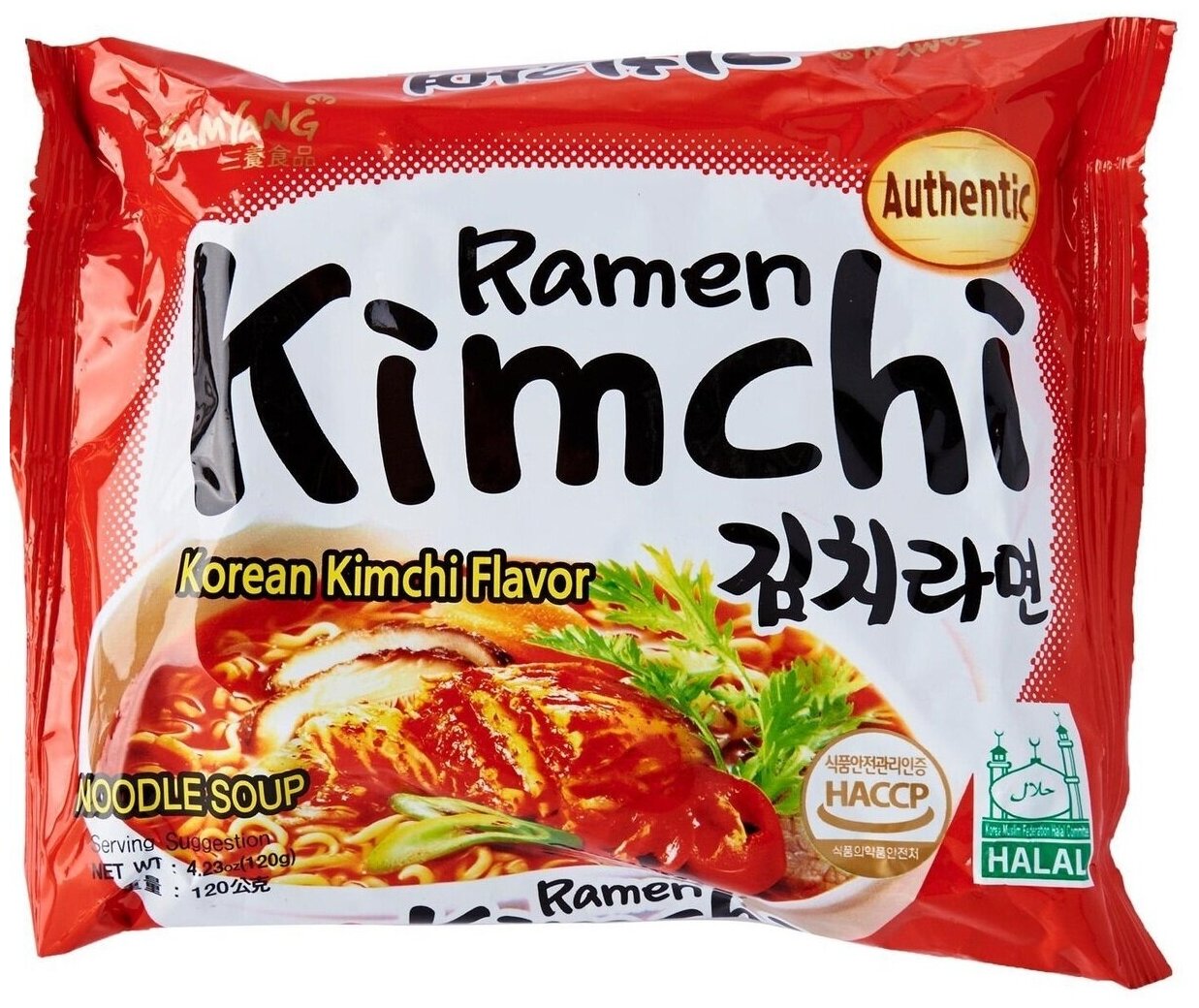 Лапша быстрого приготовления Samyang Kimchi Ramen со вкусом Кимчи (Корея), 120 гр