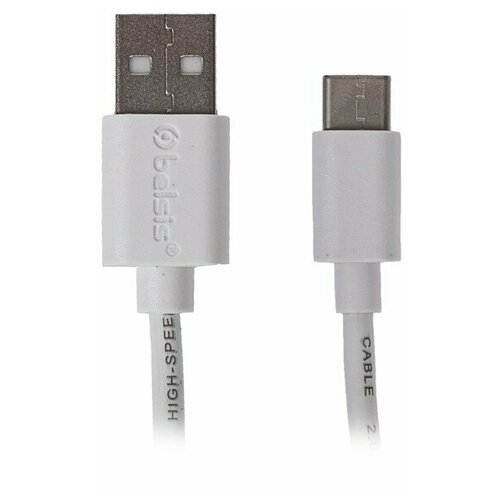 Кабель Belsis BS3216, Type-C - USB, 2 А, 1 м, быстрая зарядка, передача данных, белый кабель belsis bw1438 lightning usb 2 а 1 8 м белый