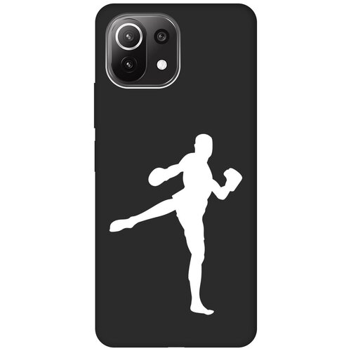 Матовый чехол Kickboxing W для Xiaomi Mi 11 Lite / 11 Lite 5G / Сяоми Ми 11 Лайт / 11 Лайт 5г с 3D эффектом черный матовый чехол kickboxing w для xiaomi mi 10 lite сяоми ми 10 лайт с 3d эффектом черный