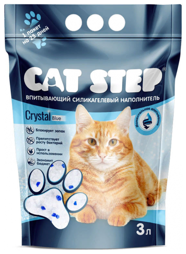 Кэт Степ (Cat Step) 3,0л (1,4кг) Arctic Blue силик, наполнит д/кошек - фотография № 2