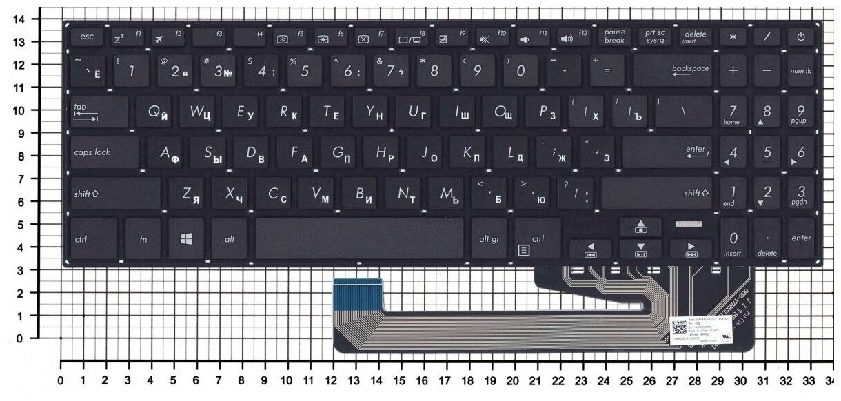 Клавиатура для ноутбука Asus YX560UD черная