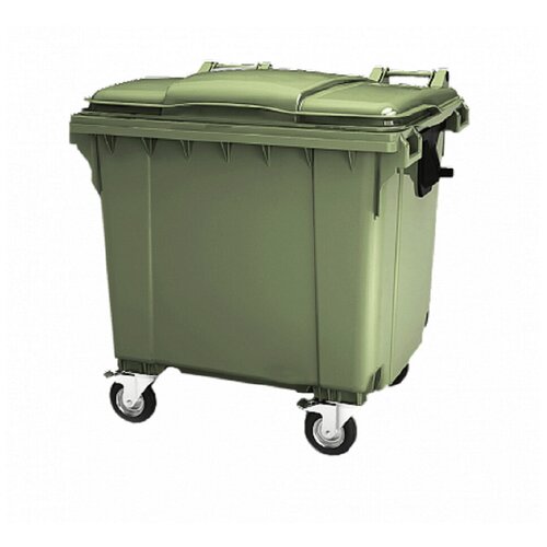 Контейнер для мусора IPLAST, уличный бак с крышкой на колесах пластиковый, вместительный, евроконтейнер, зеленый, 770 л