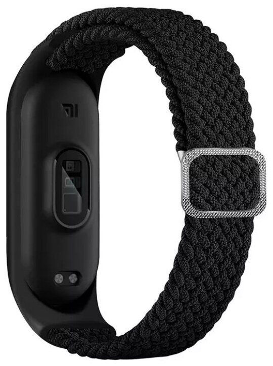 Ремешок нейлоновый плетеный для Xiaomi Mi Band 4/ Mi Band 5/ Mi Band 6 черный