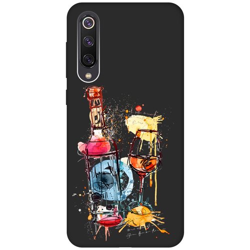 Матовый Soft Touch силиконовый чехол на Xiaomi Mi 9 SE, Сяоми Ми 9 СЕ с 3D принтом Aquarelle Wine черный матовый soft touch силиконовый чехол на xiaomi mi 5s сяоми ми 5 эс с 3d принтом aquarelle wine черный