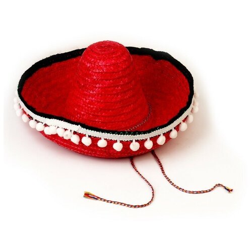 Карнавальная шляпа Сомбреро, цвет красный 7642352 карнавальная шляпа сомбреро 7642349