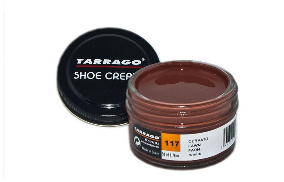 Крем для обуви Shoe Cream TARRAGO, цветной, банка стекло, 50 мл. (117 (fawn) олень/коричневый олень) - фотография № 2