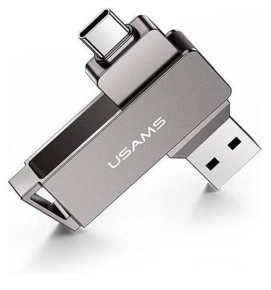 USB Флеш-накопитель USAMS Type-C + USB 3.0 32 GB металлический корпус / вращение на 360 градусов / защита данных / Plug and Play