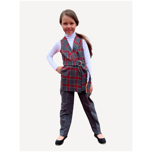 Школьная форма Karamelka, жилет и брюки, классический стиль, размер 140