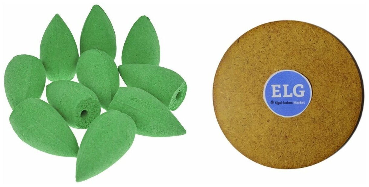 фото Благовония "пуля" (стелющийся дым) 10 шт Зеленый чай + подставка ELG