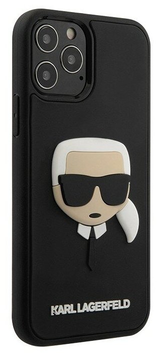 Lagerfeld для iPhone 12/12 Pro (6.1) чехол 3D Rubber Karl's head Hard Black
