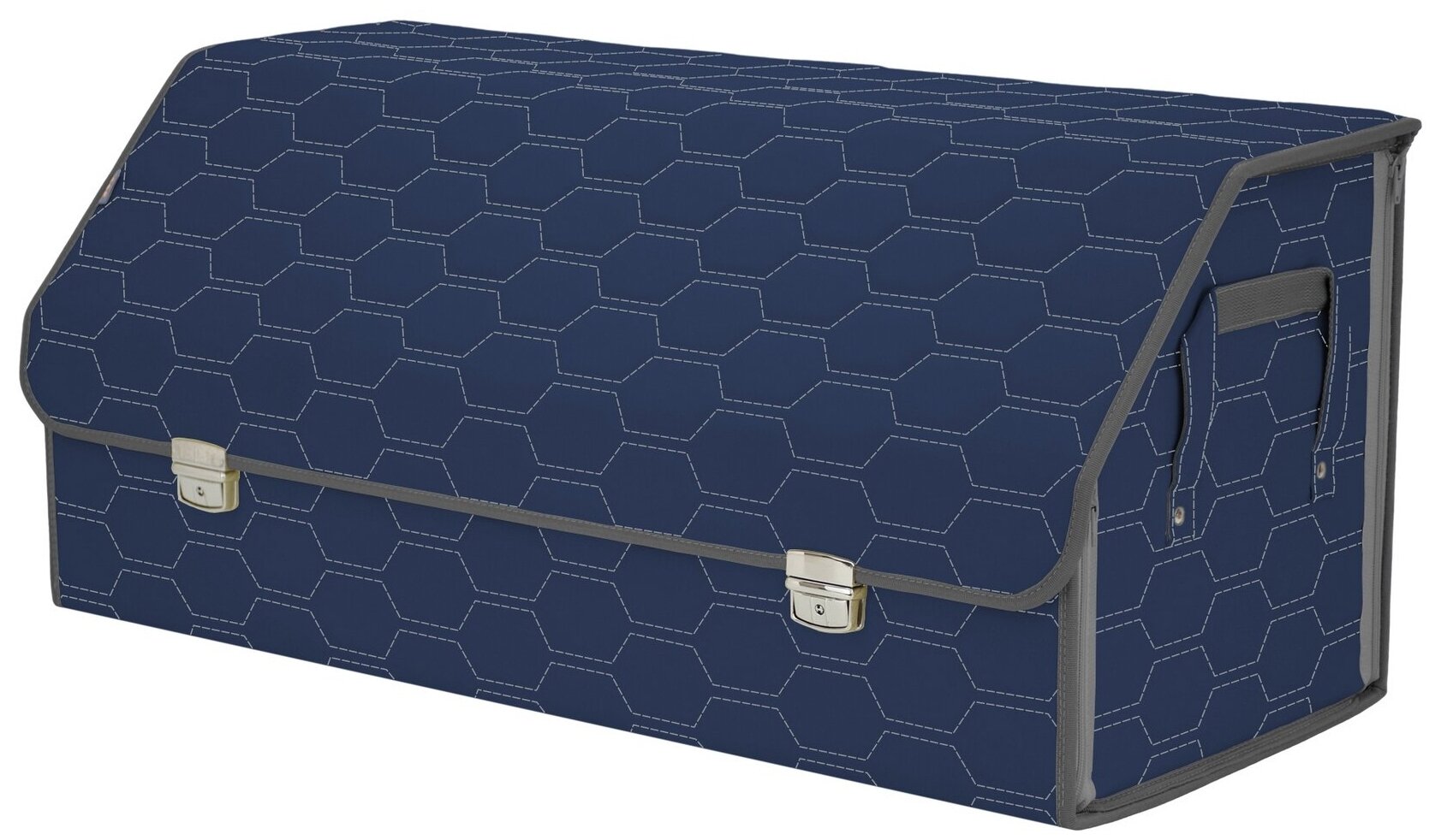 Органайзер-саквояж в багажник "Союз Премиум" (размер XXL). Цвет: синий с серой прострочкой Соты.