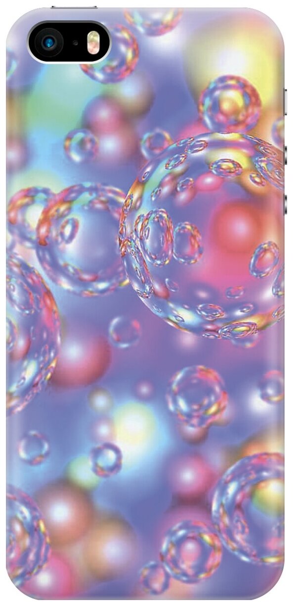 Силиконовый чехол на Apple iPhone SE / 5s / 5 / Эпл Айфон 5 / 5с / СЕ с рисунком "Необычные пузырьки"