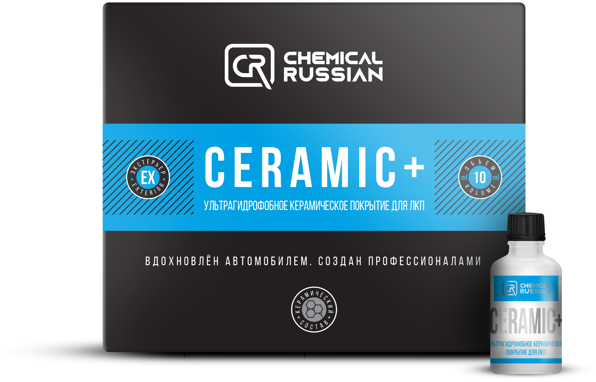 Керамическое покрытие для кузова 9H с увеличенным сроком службы Chemical Russian Ceramic+, 10мл