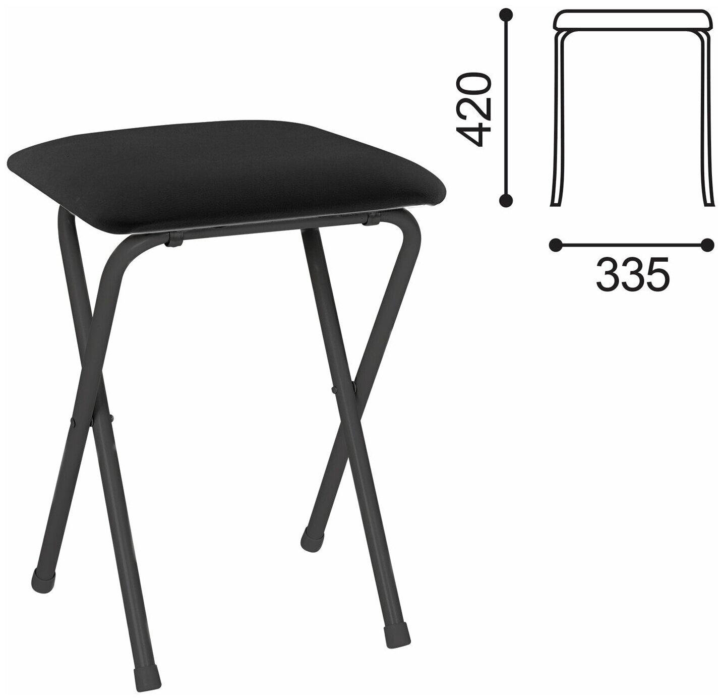 фото Табурет складной РС01-02, черный каркас, кожзам черный