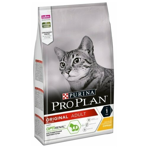 Корм сухой Pro Plan Original OPTIrenal для взрослых кошек всех пород, с курицей и рисом, 1.5 кг