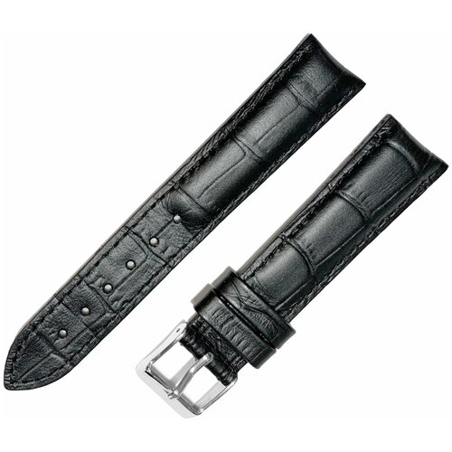 фото Ремешок 1808-01-1-1 kroko черный кожаный ремень 18 мм для часов наручных из кожи натуральной мужской матовый крокодил ardi
