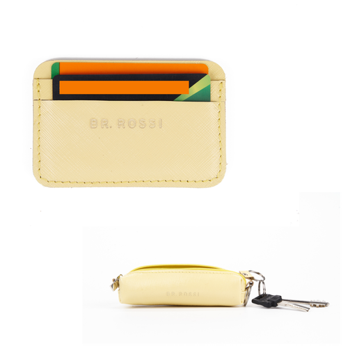 фото Ключница и картхолдер. натуральная кожа. набор из 2х штук. желтая акация. bernardo rossi