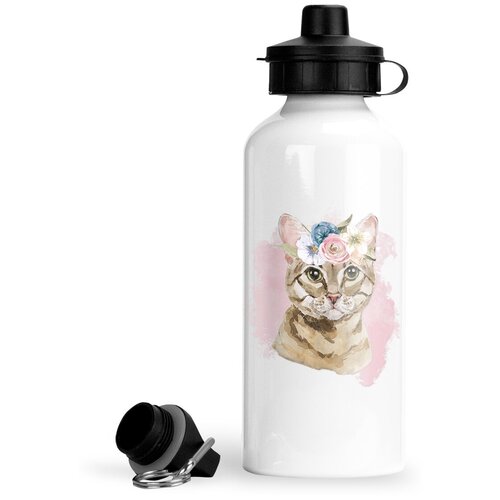 Спортивная бутылка Кошки Бенгальская с венком спортивная бутылка кошки рыжая с венком