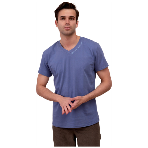 Мужская футболка Мегал Синий размер 56 Кулирка Лика Дресс v-образный вырез короткий рукав