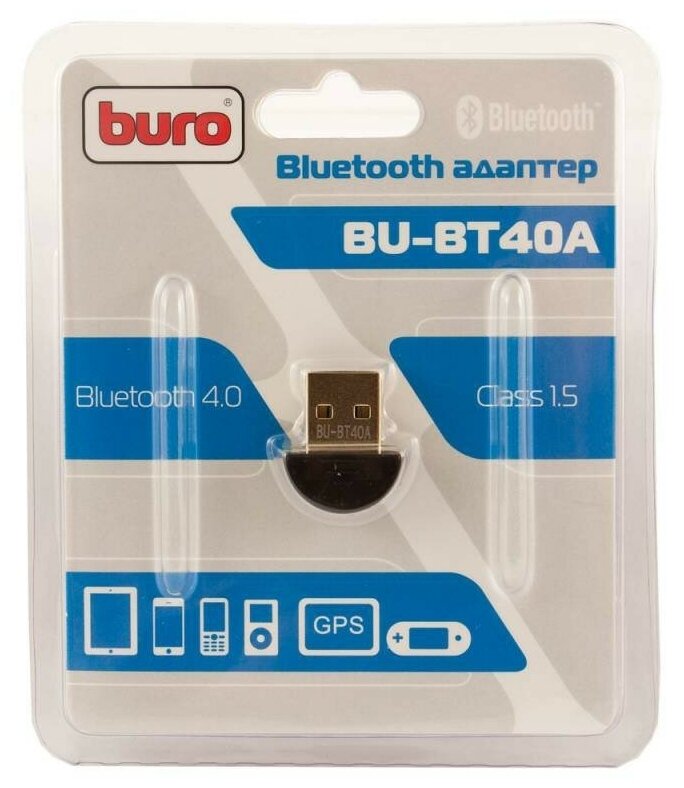 Адаптер USB Buro BU-BT40A Bluetooth 4.0+EDR class 1.5 20м черный