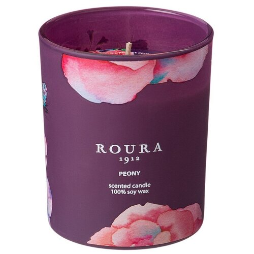 Свеча Roura ароматизованная в стакане пион (натуральный воск), 8,5*7 см (360-160)