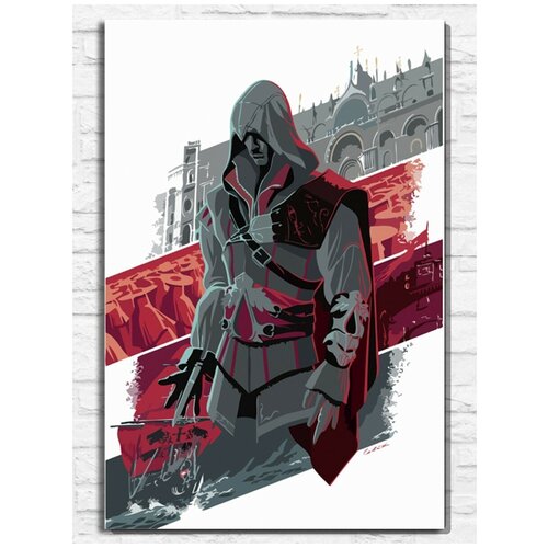 Картина по номерам на холсте игра Assassins Creed (Альтаир, Эцио) - 9186 В 60x40