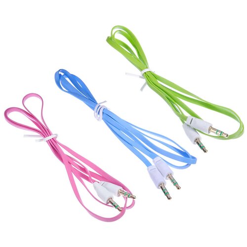 Кабель Forza Jack 35мм вилка - Jack 35 вилка AUX стерео - аудио 075 метра плоский шнур контакты золотистого цвета 3 цвета 125₽