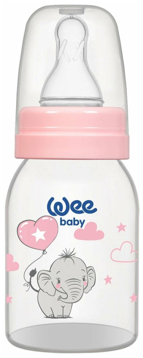 WeeBaby Бутылочка Classic для кормления из ПП 125 мл, с сил. соской р.1, рис. Слон