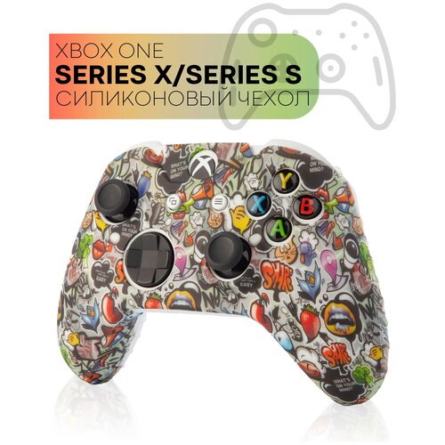 Защитный силиконовый чехол для джойстика Xbox One (накладка для геймпада Microsoft Xbox One, One S, One X) с рисунком, Граффити № 1