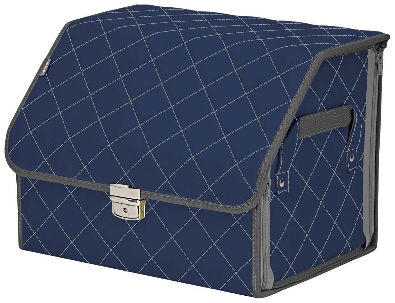 Органайзер-саквояж в багажник "Союз Премиум" (размер M). Цвет: синий с серой прострочкой Ромб.